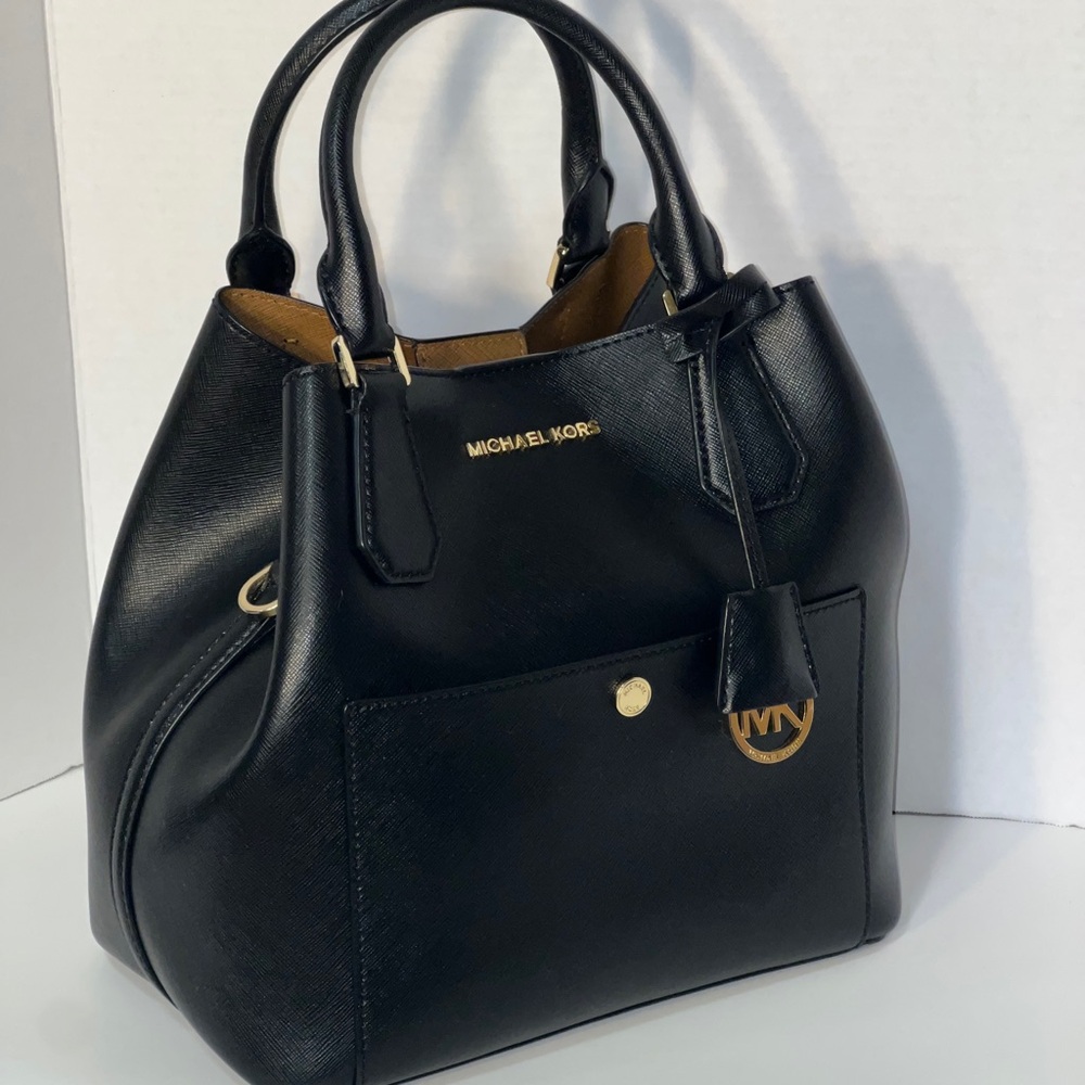Michael Kors Greenwhich Black Leather Tote